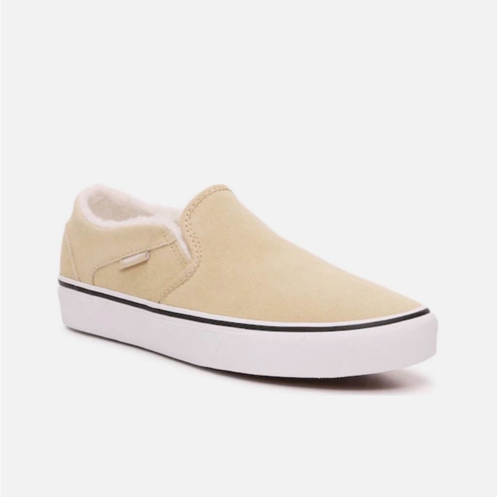 Vans Asher Suede Sherpa Desert Taupe Slip-On Shoes Women Size 9